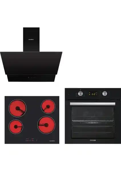 Kumtel Siyah Cam Vitroseramik ve Dokunmatik Ankastre Set: Modern Mutfaklar İçin Estetik ve Fonksiyonel Çözüm