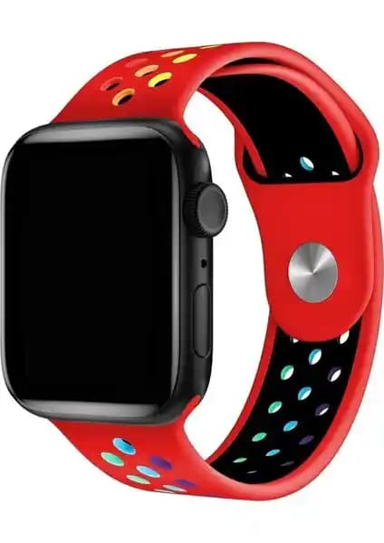 Mi7a Apple Watch Seri 2-7 Uyumlu Delikli Spor Silikon Kordonları