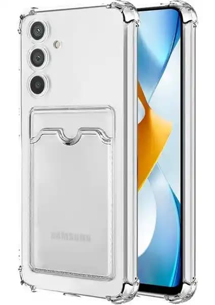 Samsung Galaxy A34 İçin Darbe Emici ve Kartlık Özellikli Şeffaf Silikon Kılıf