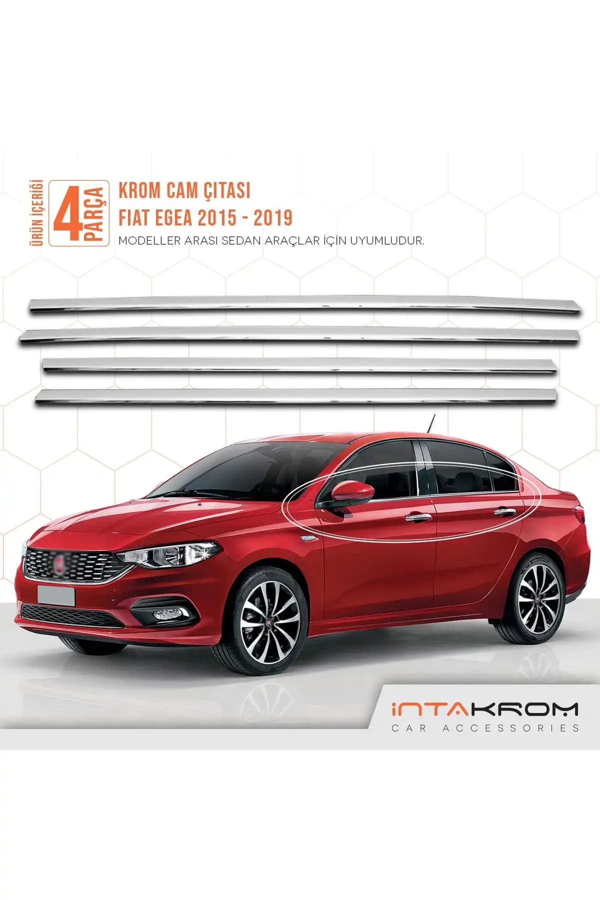 Fiat Egea İçin Krom Cam Çıtası 2015 ve Üzeri Modellerle Uyumlu Şık Aksesuar
