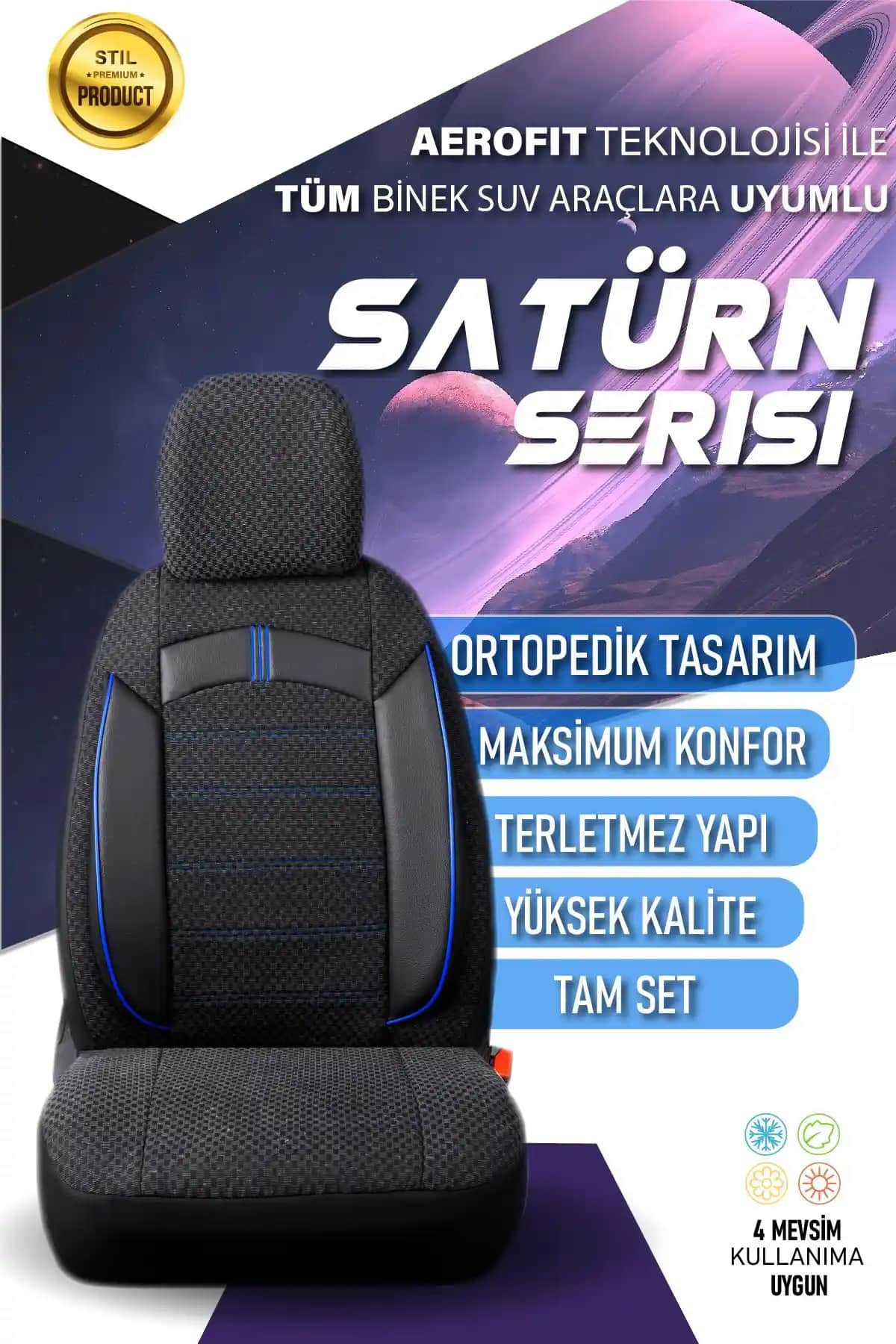 Fiat Fiorino için Satürn Serisi Pike Kumaş Tam Otomobil Koltuk Kılıfı