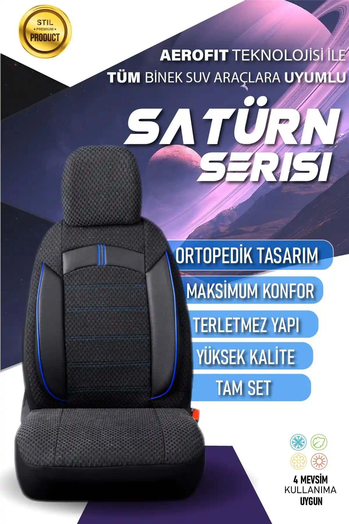 Fiat Fiorino için Satürn Serisi Pike Kumaş Tam Otomobil Koltuk Kılıfı
