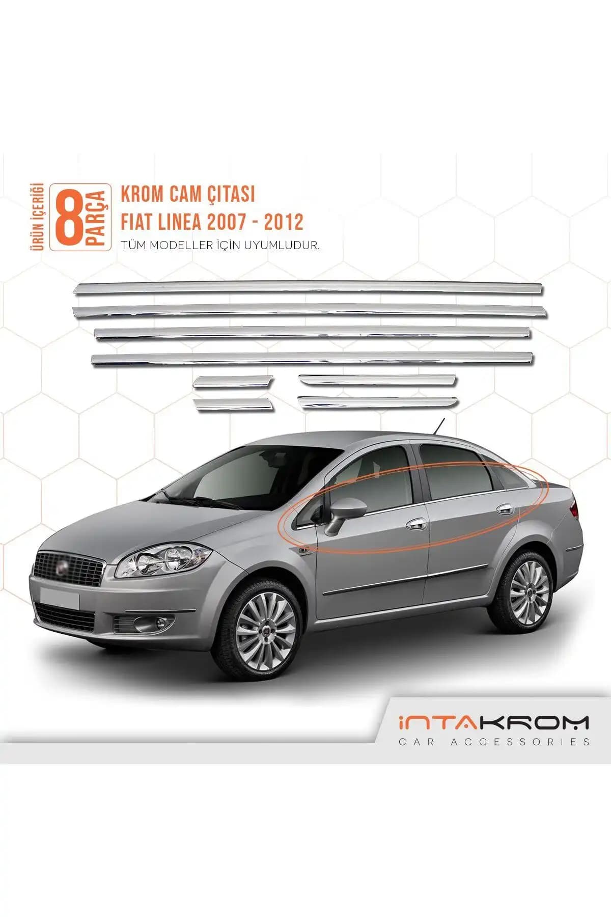 Fiat Linea 2007-2012 İçin Krom Cam Çıtası Seti Estetik ve Dayanıklı Tasarım