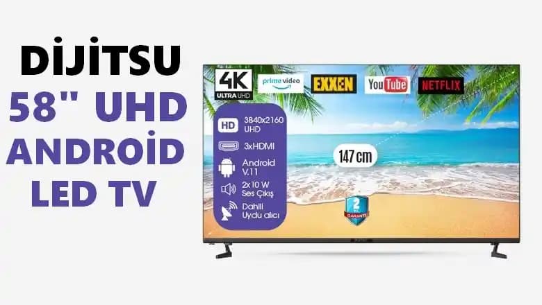 Dijitsu 58 İnç Televizyon ve Hómini Studio Elektronik Aksesuarları Hakkında Bilgi