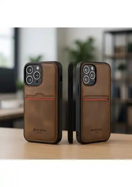 Ermer iPhone 16 Pro Max Kredi Kartlı Deri Kılıfı Şıklık ve Fonksiyonellik Sunar