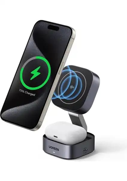 Ugreen 2-In-1 Magsafe Kablosuz Hızlı Şarj Standı ile Pratik ve Güvenli Şarj Çözümü