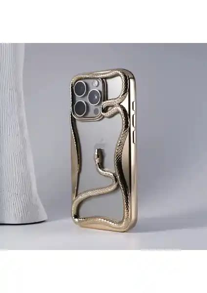 Zebana 3D Snake Silikon Kılıf Gold iPhone 16 Pro için şık ve dayanıklı koruma sağlar
