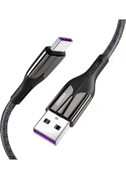 Choetech 5A USB-C Kablosu 1.2m Naylon Örgülü Dayanıklı ve Huawei Süper Hızlı Şarj Desteği