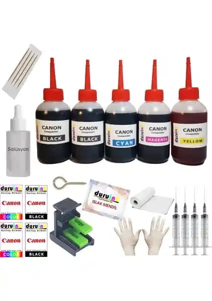 Duruink Canon Pixma E3440 için PG46/CL56 Kartuş Dolum Seti – 5'li, 5×100 ml Mürekkep