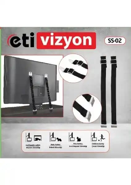 Etivizyon SS-02 Sabit TV Güvenlik Kemeri: Duvara Montaj İçin 80 İnç Ekran Uyumlu