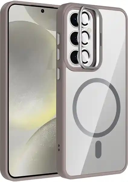 Galaxy S25 için Kılıfolog Etro Kapak: Şeffaf Tasarım, Şarj Uyumlu, Standlı ve Lens Koruma Hediyesi