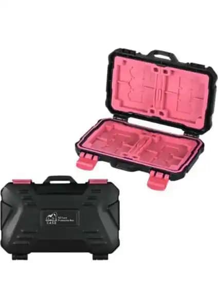 Gorilla Case Açık Pembe Çoklu Hafıza Kartı Çantası — 24 Kart Kapasitesi ve Dayanıklı ABS Gövde