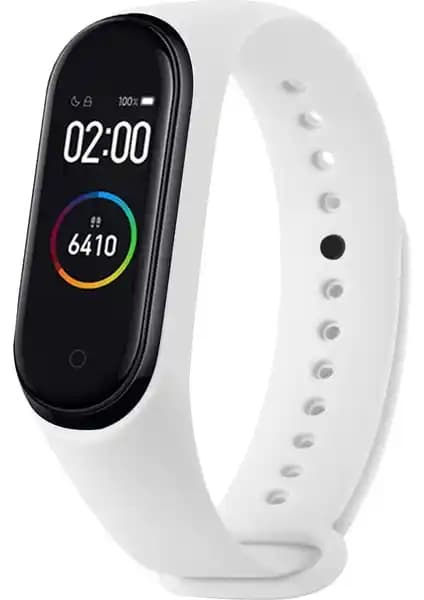 Hoffice Xiaomi Mi Band 3 ve 4 için Uyumlu Silikon Kordon - Beyaz, Suya Dayanıklı Ayarlanabilir
