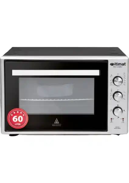 İtimat 8062 Timerli Termostatlı Turbo Fırın: Çift Camlı Paslanmaz Çelik, 60 Litre