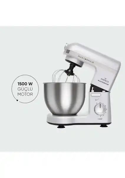 Karaca Mastermaid Şef Ayaklı Mikser Beyaz: 1500 W, 5 L kapasiteli, 6 hız ayarı