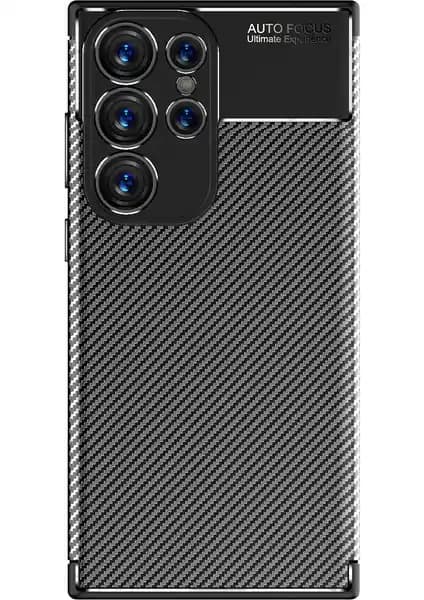 Pilanix Lux Negro Silikon Kılıf Galaxy S23 Ultra için Karbon Desenli Şıklık ve Koruma