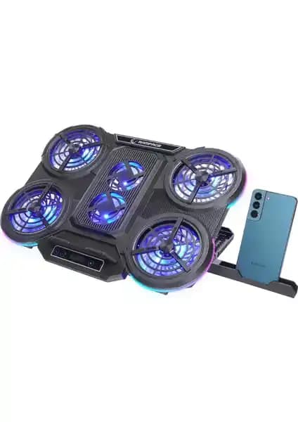 Rampage Prote R6 RGB 6 Fanlı Dizüstü Bilgisayar Soğutucu Stand ve USB Çoklayıcı