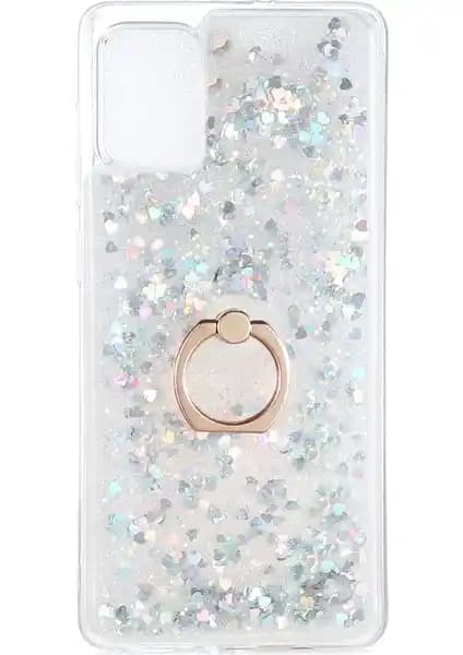 Samsung Galaxy A71 İçin Simli Yüzüklü Ara Kapak Kılıfı: Çift Katmanlı Koruma