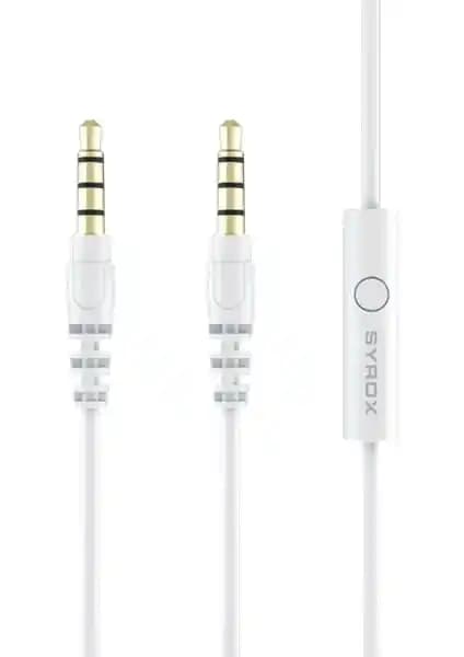 Syrox C118 Mikrofonlu AUX Ses Aktarım Kablosu - 1,5 m, 3,5 mm Jak, Dayanıklı TPE Tasarımı