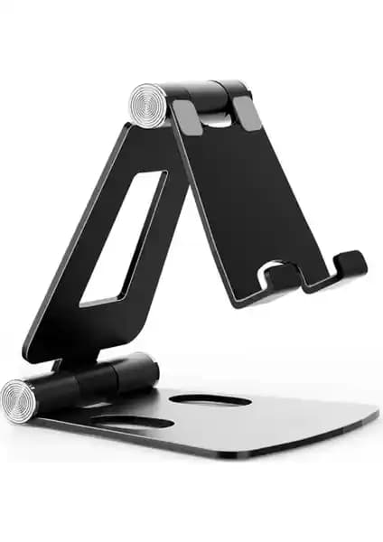 The Wlue Alüminyum Ayarlanabilir Tablet ve Telefon Tutucu Stand Siyah 270° Dönebilen