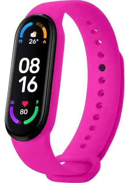 Uyumlu Silikon Kordon: Hoffice Fuşya Mi Band 5/6 İçin Konforlu ve Suya Dayanıklı