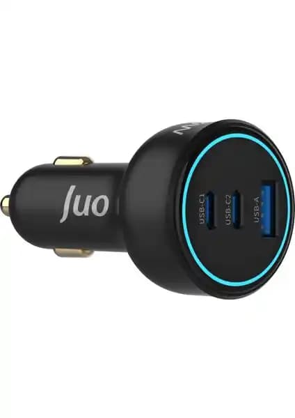 Juo 138W 3 Portlu Type-C ve USB-A Araç Şarj Cihazı Yüksek Güç ve Güvenlik Özellikleriyle