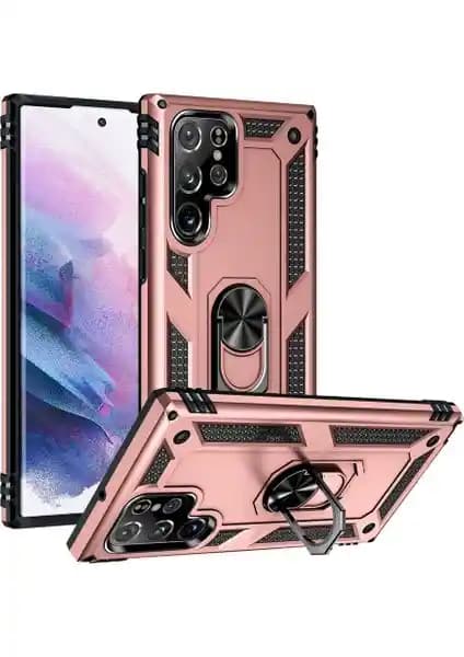 Galaxy S22 Ultra İçin Dayanıklı ve Şık Vega Tank Sert Yüzüklü Standlı Kılıf