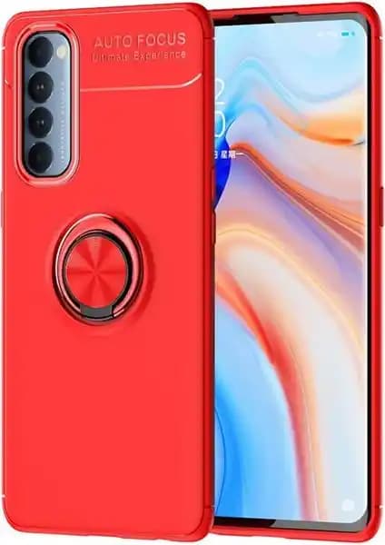 KNY Oppo Reno 4 Pro Kılıf Yüzüklü Manyetik Ravel Silikon ile Şıklık ve Koruma