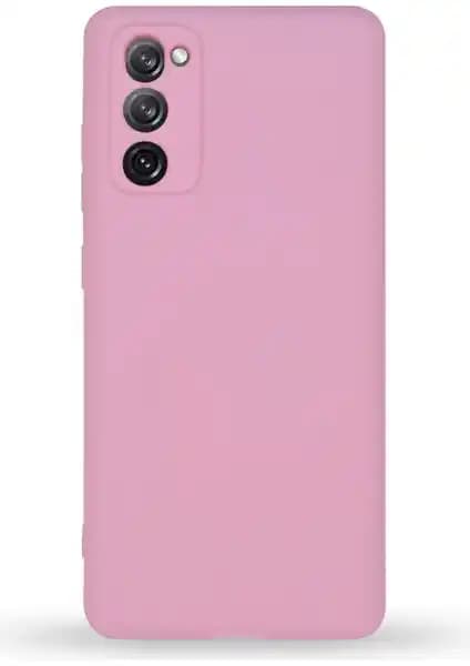 Samsung Galaxy S20 FE İçin Kadife Kaplamalı Şık Silikon Kılıf Pembe Renkli Koruyucu Tasarım
