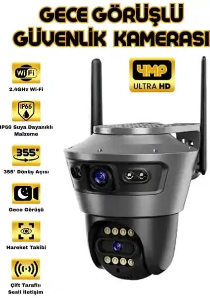 Enshall BLM56 4K Ultra HD IP Güvenlik Kamerası Dış Mekan Suya Dayanıklı Çift Lensli Sistem