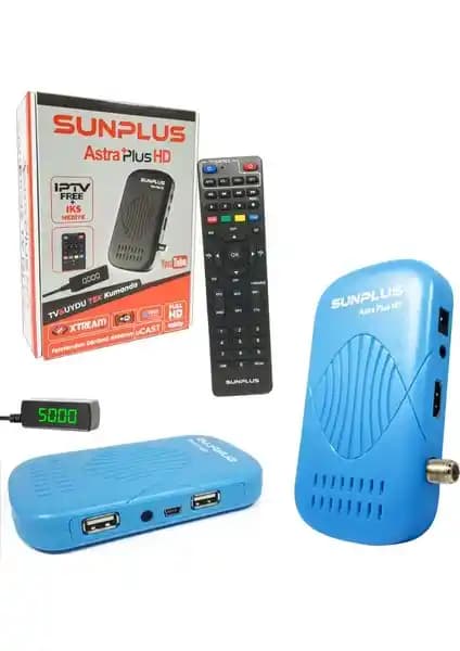 Sunplus Sun Plus Uydu Alıcı Mini Full HD IPTV Wi-Fi Astra+ 2 Yıl İkili Hediye