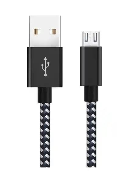 Diwu Micro USB Örgülü Yüksek Hızlı Şarj Kablosu 1 Metre Siyah Dayanıklı Tasarım