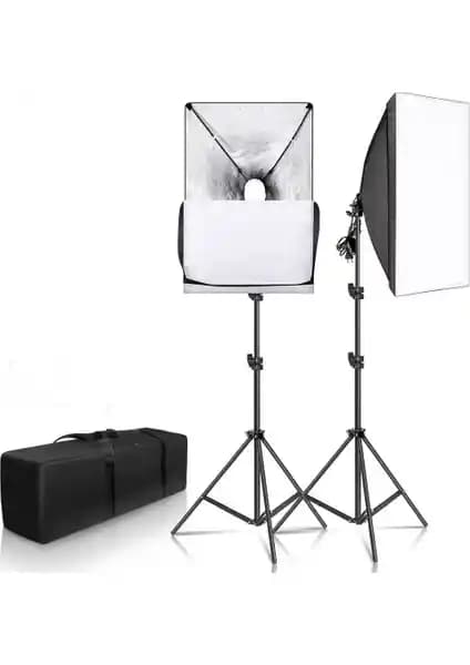 Fototek 50x70 cm Softbox 2'li Sürekli Işık Seti: Amatör ve Yarı Profesyonel Fotoğrafçılar İçin Aydınlatma Çözümü
