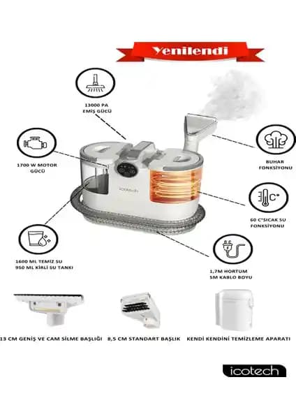 Icotech SC50 Max Koltuk ve Halı Yıkama Makinesi ile Güçlü ve Pratik Ev Temizliği