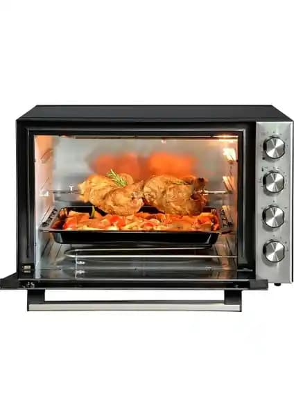 Luxell LX-9645 70 Lt Turbo Midi Fırın Piliç Çevirme Fonksiyonuyla Geniş Kapasiteli Siyah Tasarım