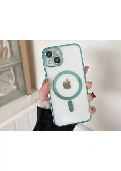 MobaxAksesuar Apple iPhone 14 için Magsafe Uyumlu Kamera Lensli Şeffaf Silikon Kılıf