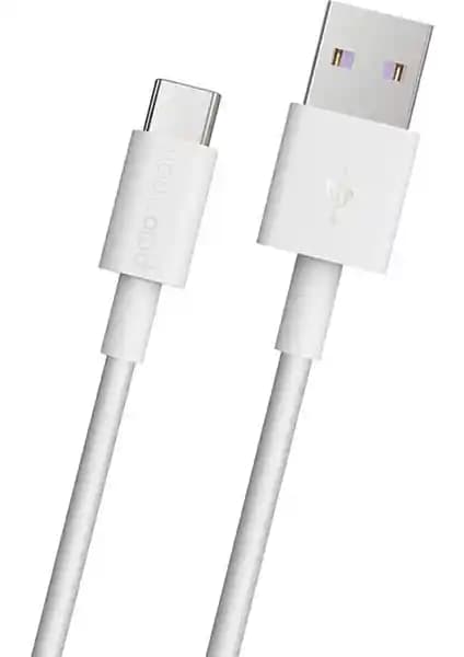 Polosmart 5A 100W USB-A to Type-C Süper Hızlı Şarj ve Veri Kablosu Beyaz