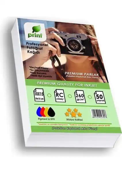 Print Epson Yazıcılar İçin 10x15 Premium Parlak Fotoğraf Kağıdı 260 gr 50 Yaprak