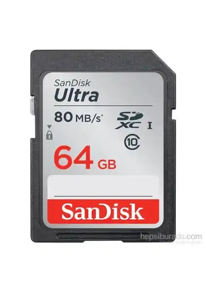 Sandisk Ultra SDXC 64GB Class 10 UHS-I 80MB/s Hızlı ve Güvenilir Hafıza Kartı