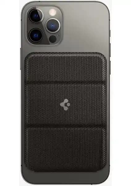 Spigen MagFit Apple iPhone için MagSafe Özellikli Manyetik Kartlı Cüzdan - Gunmetal