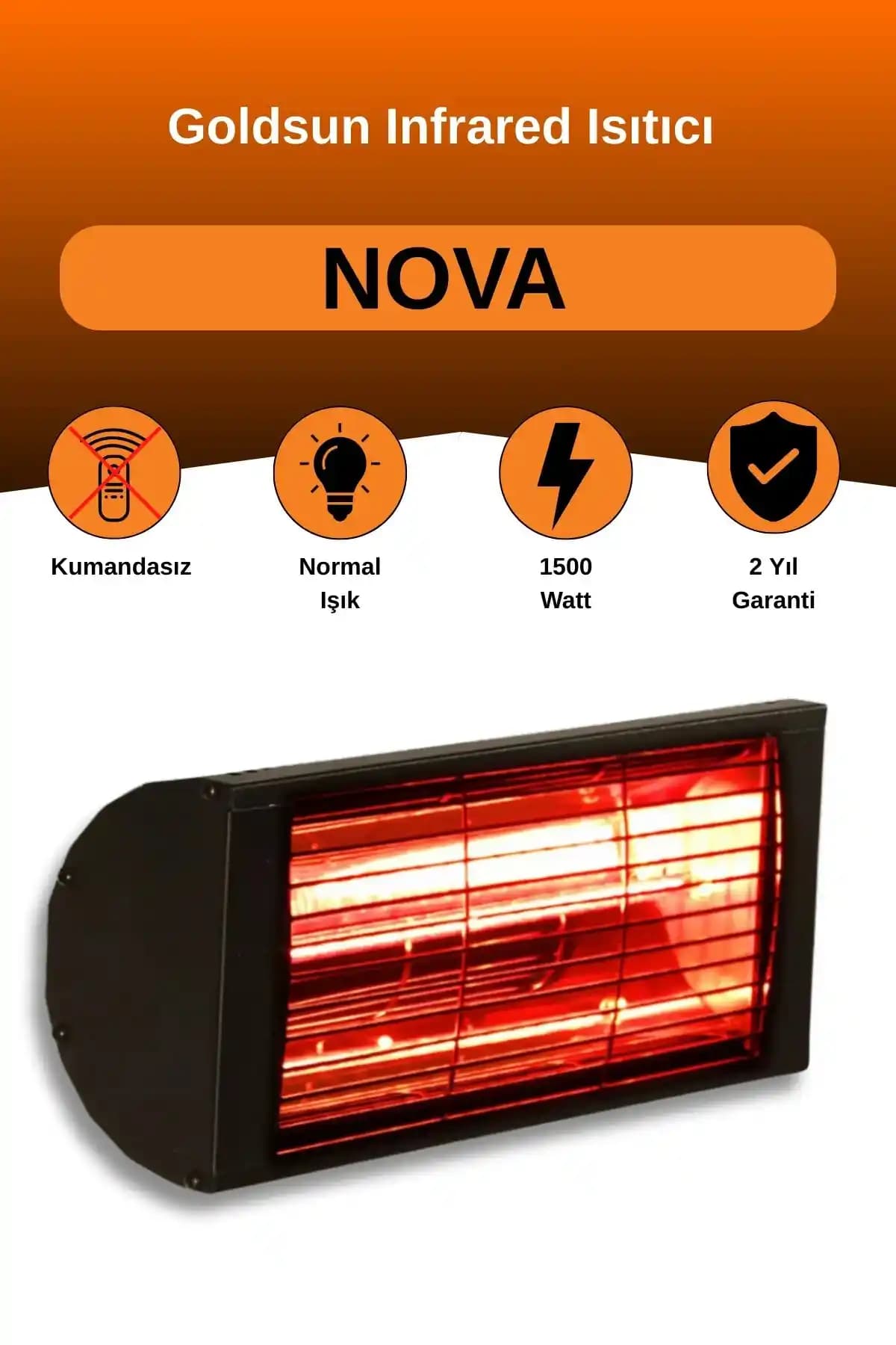Goldsun Nova 1500W Dış Mekan Infrared Elektrikli Isıtıcı Özellikleri ve Kullanım Kılavuzu