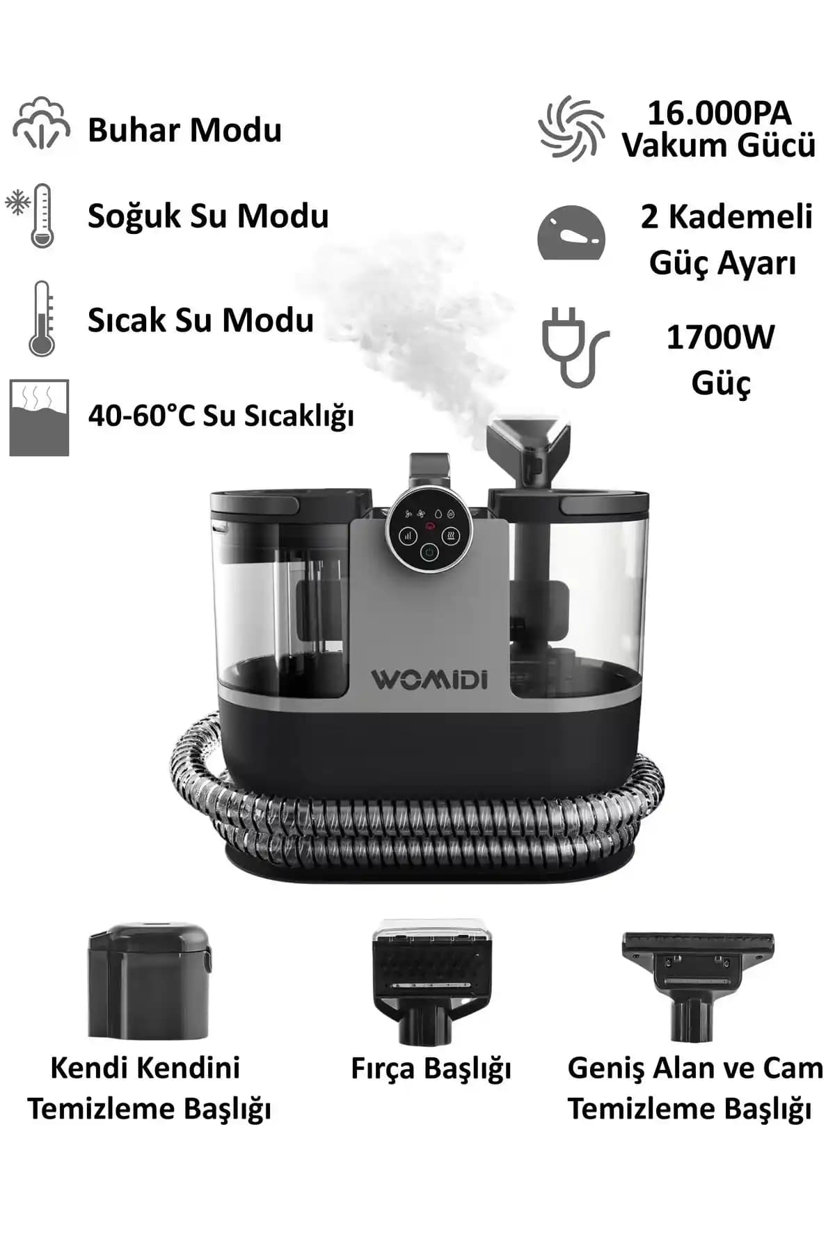 Womidi DY-506F Buhar Fonksiyonlu Halı Yıkama Cihazı ile Derinlemesine Temizlik ve Hijyen Sağlama