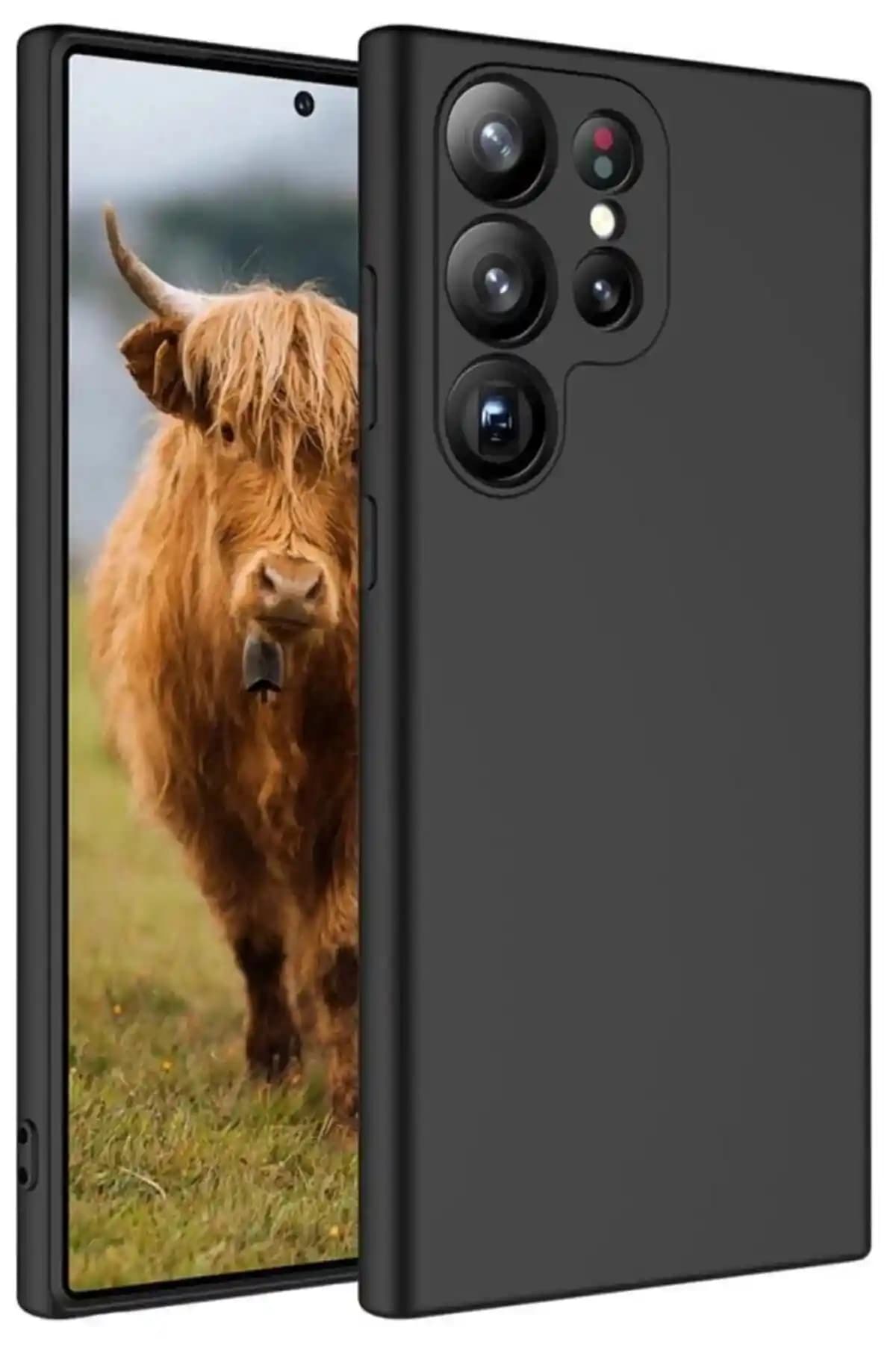 Fibaks Samsung Galaxy S23 Ultra Kamera Çıkıntılı Kadife Silikon Kapak Lansman Ürünü