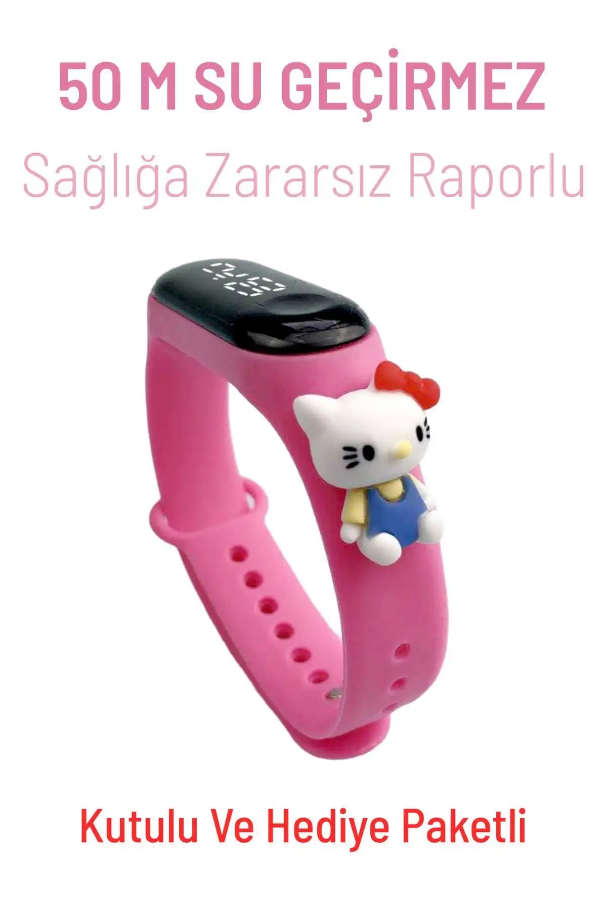 Hello Kitty Figürlü Pembe Dijital Çocuk Saati Su Geçirmez ve Dayanıklı Tasarım