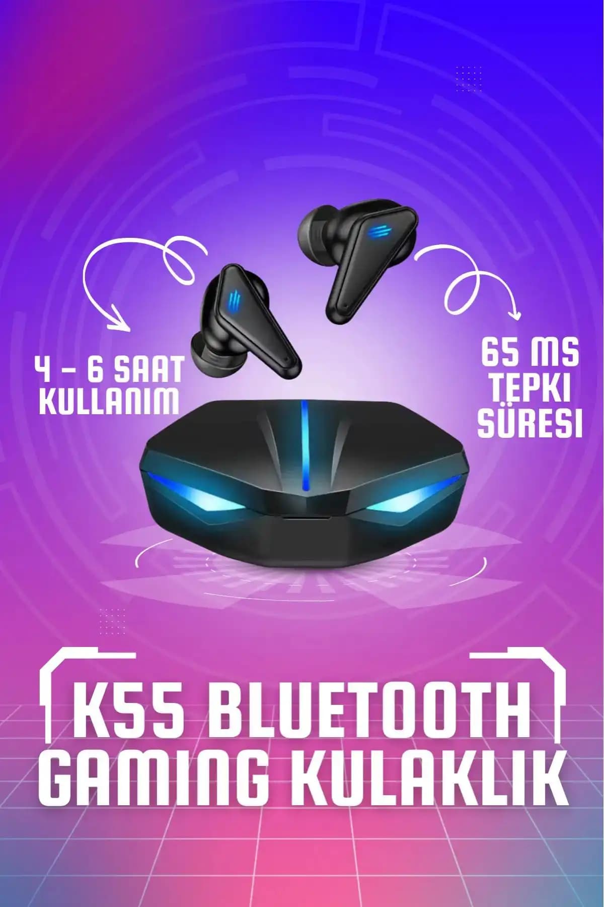 Ocado K55 Gaming Led Işıklı Mikrofonlu Kablosuz Bluetooth 5.0 HD Sesli Oyun Kulaklığı