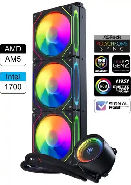 Gametech Hydra Siyah Ahd360mm Sıvı Soğutma Sistemi Yüksek Performans ve Estetik İçin