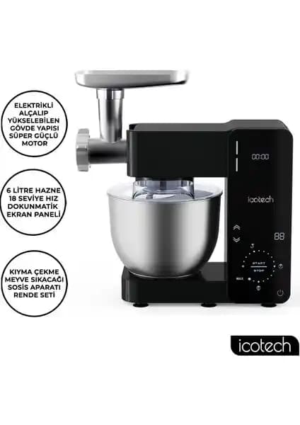 Icotech SM60 6 Lt Çok Fonksiyonlu Profesyonel Mutfak Yoğurma ve Meyve Sıkma Makinesi