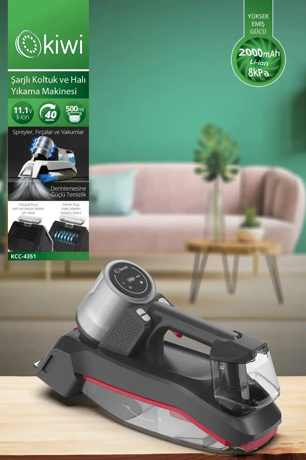 Kiwi Şarjlı Koltuk ve Halı Yıkama Makinesi: Çok Yönlü ve Taşınabilir Temizlik Çözümü