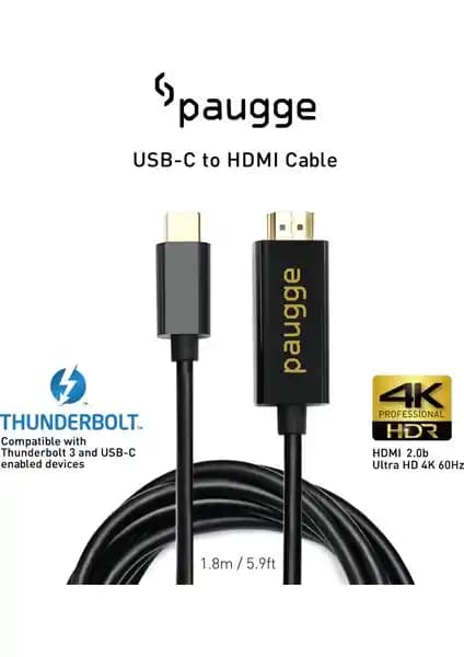Paugge 4K 60Hz HDR HDCP 2.2 Destekli USB-C ile HDMI 2.0b Kablo Detaylı İnceleme ve Teknik Özellikler