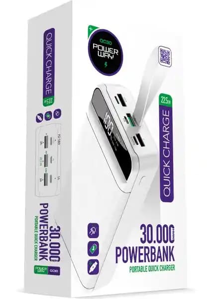 Powerway PD 22.5W 30.000 mAh Hızlı Şarj Powerbank ile Uzun Süreli ve Güvenilir Şarj Deneyimi